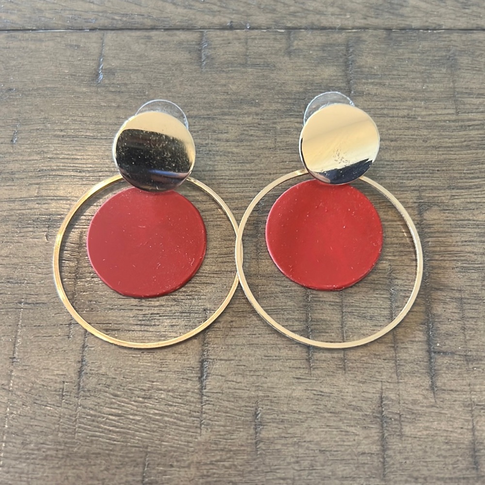 Red Hoop Earrings